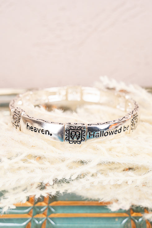 Scripture 'Lord's Prayer' Silvertone Bracelet
