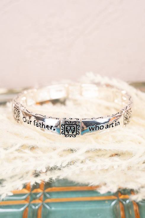 Scripture 'Lord's Prayer' Silvertone Bracelet