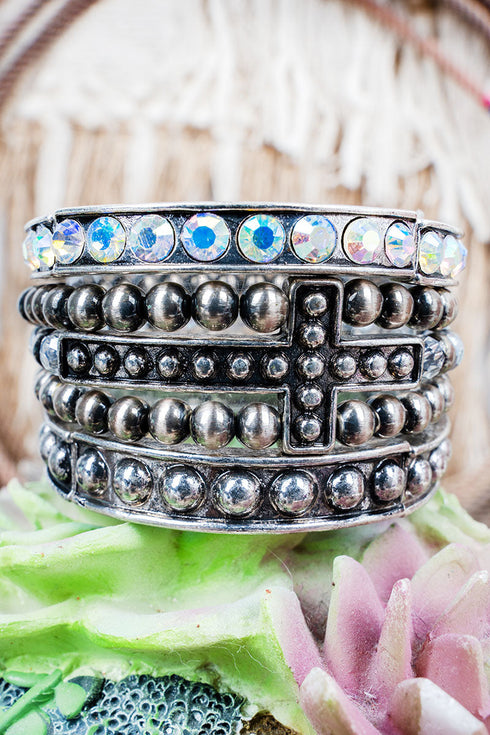 Las Cruces Silvertone Stretch Bracelet