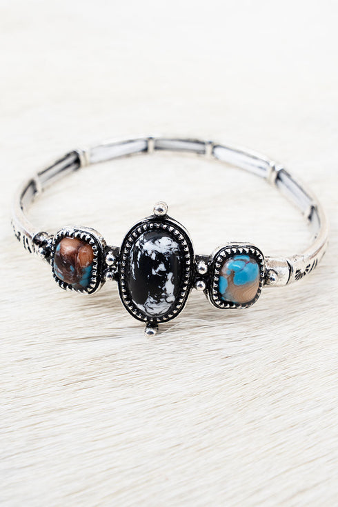 High Plains Silvertone Stretch Bracelet