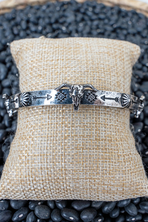 Sunizona Steer Silvertone Bracelet