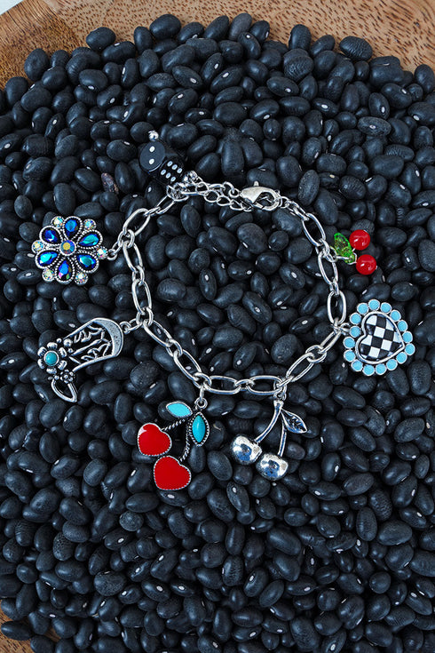 Cowgirl Cutie Silvertone Charm Bracelet