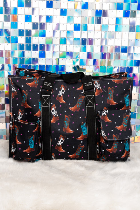 Boots, Class & Sass with Black Trim Large Organizer Tote