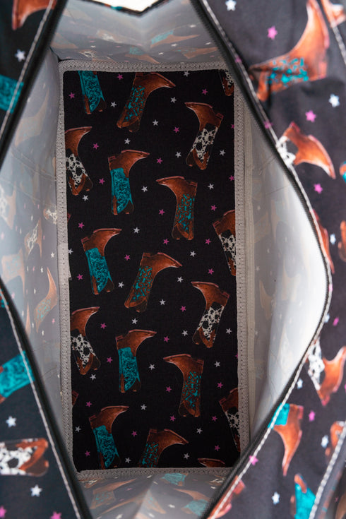 Boots, Class & Sass with Black Trim Large Organizer Tote