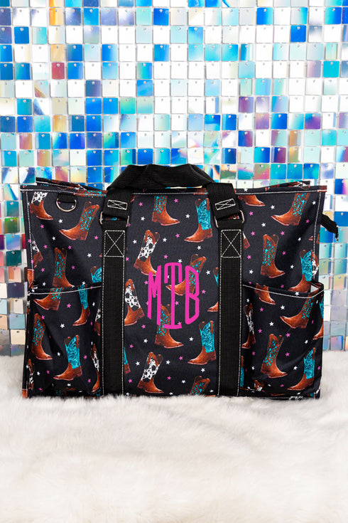 Boots, Class & Sass with Black Trim Large Organizer Tote