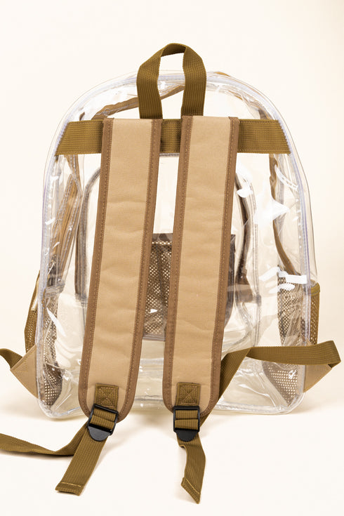 Katie Clear Backpack with Khaki Trim