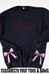 Black You Design It Embroidered Side Bows Heavy-weight Crew Sweatshirt *Customize Your Text and Bows