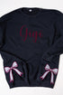 Black You Design It Embroidered Side Bows Heavy-weight Crew Sweatshirt *Customize Your Text and Bows