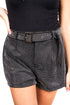 Saturday Shimmer Black Crystal Belted Shorts