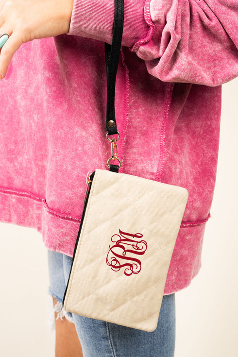 Sadieville Quilted Wristlet Pouch, Ivory