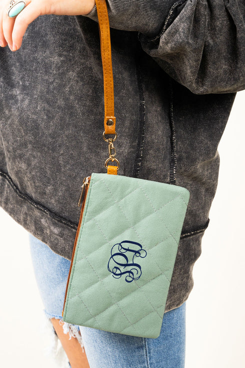 Sadieville Quilted Wristlet Pouch, Sage