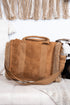 Aspen Adventure Sherpa Trimmed Brown Faux Suede Tote
