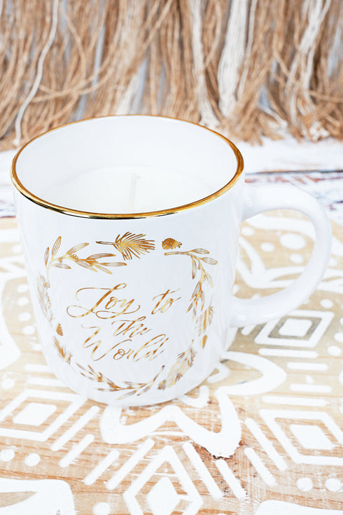 Joy To The World Scented Candle in Ceramic Mug