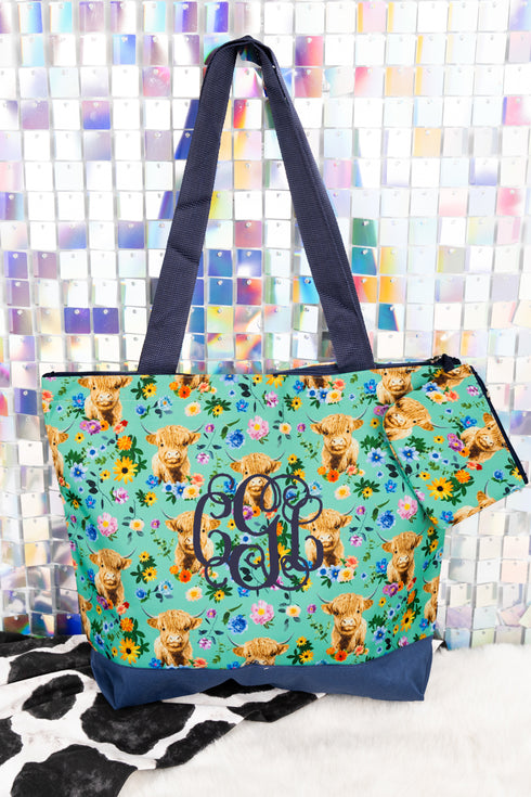 Highland Hills with Navy Trim Tote Bag