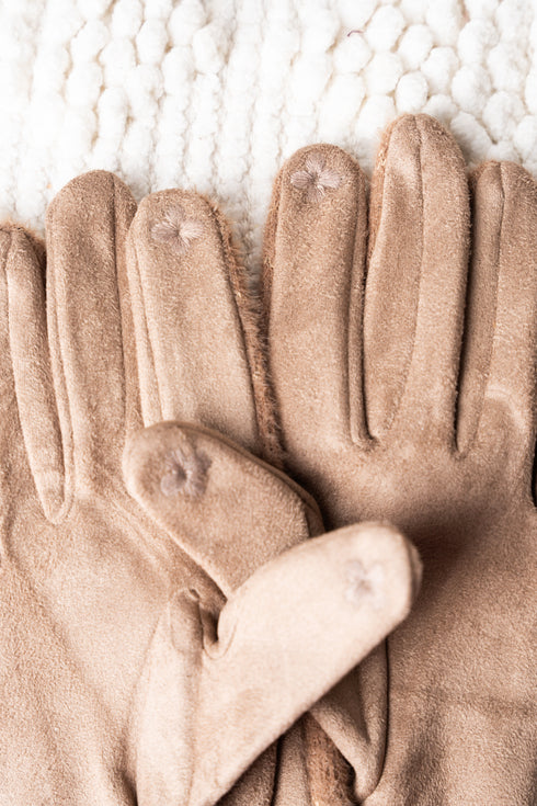 One Pair Stella Diamond Smart Touch Gloves, Taupe