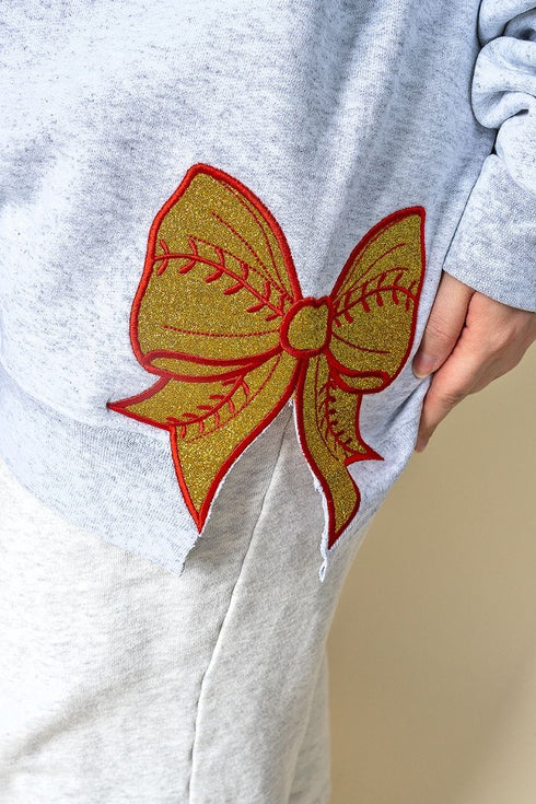 Classic Colors Embroidered Side Bows Softball Bow NuBlend Sweatshirt *Customize Your Text