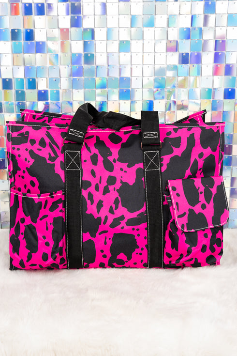 Hot Pink Milkin' It with Black Trim Large Organizer Tote