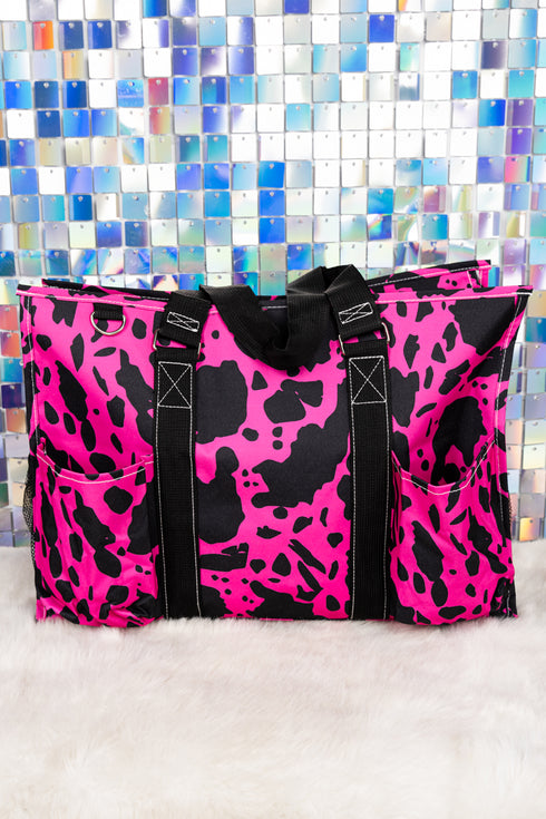 Hot Pink Milkin' It with Black Trim Large Organizer Tote