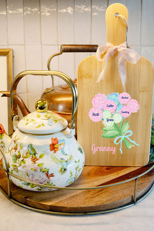 Personalized Family in Bloom Decorative Wood Cutting Board *Personalize Names