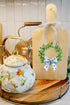 Blue Willow Wreath Decorative Wood Cutting Board