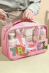 Chenille 'Travel' Light Pink and Clear Makeup Bag