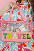 Chenille 'Travel' Light Pink and Clear Makeup Bag