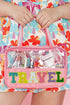 Chenille 'Travel' Light Pink and Clear Makeup Bag