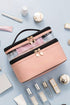 Pleasant Trip Beige Double Layer Cosmetic Case