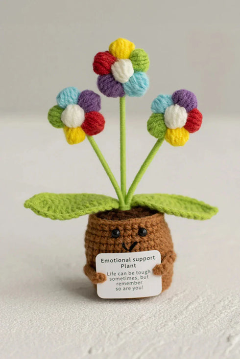Crochet Emotional Support Flower Pot in Coffee