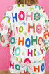 Festive Ho Ho Ho White Long Sleeve Top and Shorts Pajama Set