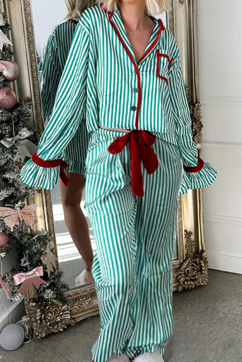 Candy Cane Lane Green Top and Pants Pajama Set
