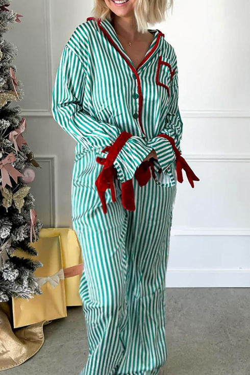 Candy Cane Lane Green Top and Pants Pajama Set