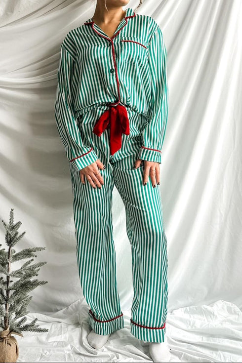 Candy Cane Lane Green Top and Pants Pajama Set