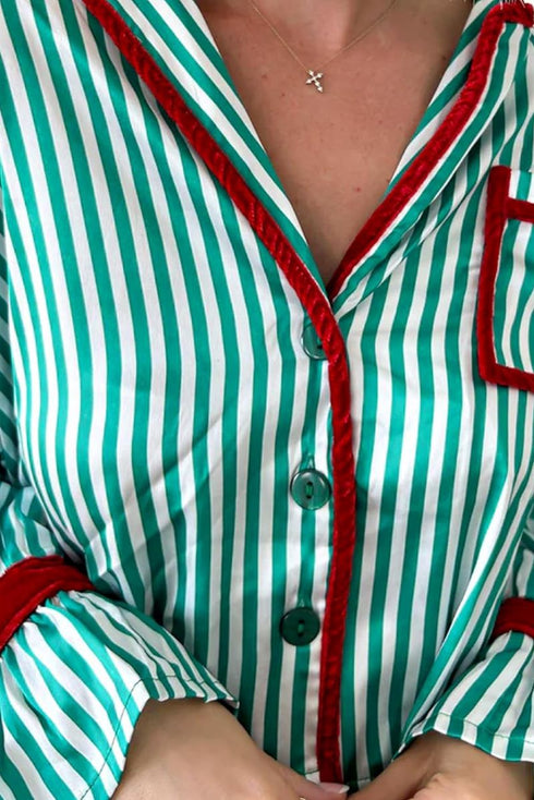 Candy Cane Lane Green Top and Pants Pajama Set