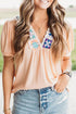 Pale Chestnut Cameron Crochet V-Neck Blouse
