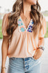 Pale Chestnut Cameron Crochet V-Neck Blouse