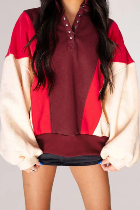 Autumn Blaze Colorblock Half-Button Sweatshirt