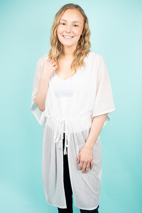 What A Feeling Jersey Kimono, White