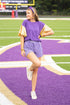 Saturday Shimmer Purple Crystal Belted Shorts