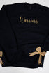 Youth Black You Design It Embroidered Side Bows Heavy-weight Crew Sweatshirt *Customize Your Text and Bows