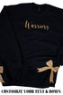 Youth Black You Design It Embroidered Side Bows Heavy-weight Crew Sweatshirt *Customize Your Text and Bows