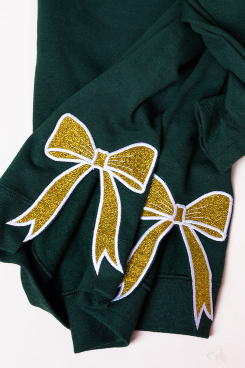 Youth Forest You Design It Embroidered Side Bows Heavy-weight Crew Sweatshirt *Customize Your Text and Bows