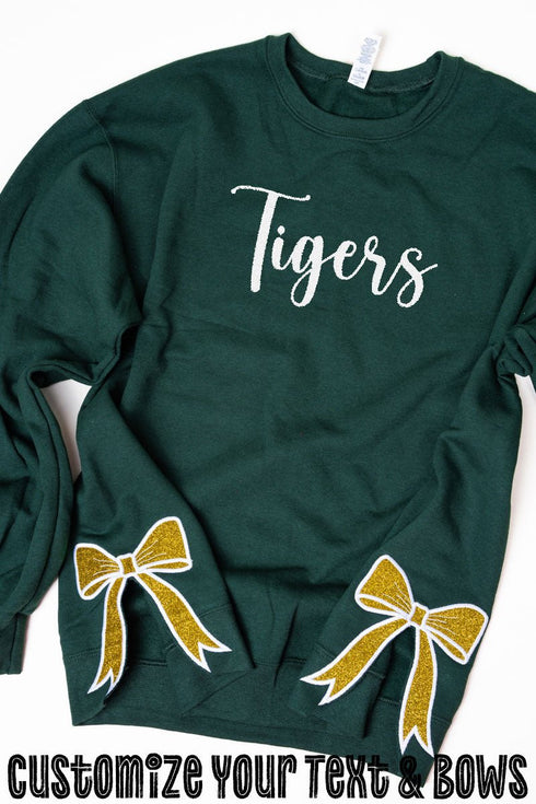 Youth Forest You Design It Embroidered Side Bows Heavy-weight Crew Sweatshirt *Customize Your Text and Bows