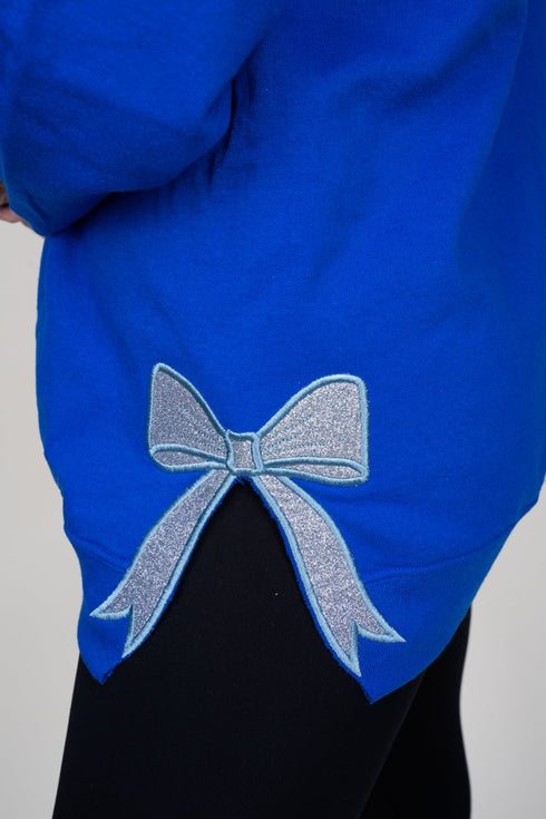 Youth Royal You Design It Embroidered Side Bows Heavy-weight Crew Sweatshirt *Customize Your Text and Bows