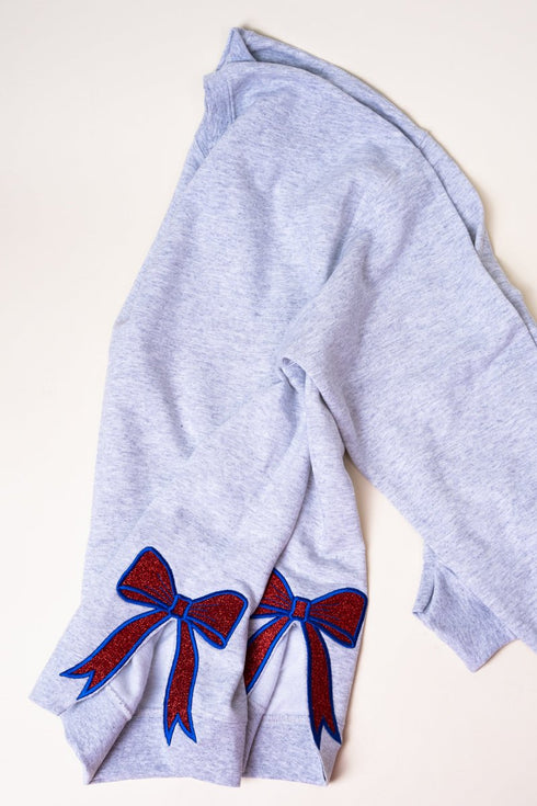 Youth Ash You Design It Embroidered Side Bows NuBlend Crew Sweatshirt *Customize Your Text and Bows
