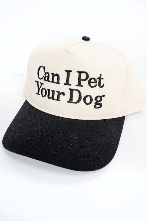 Can I Pet Your Dog Embroidered Five Panel Twill Cap