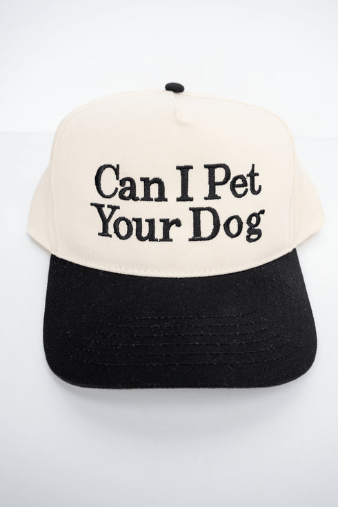 Can I Pet Your Dog Embroidered Five Panel Twill Cap