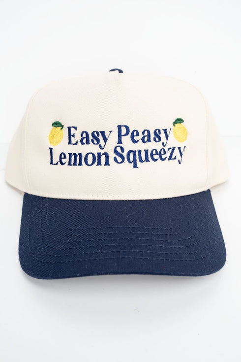 Easy Peasy Lemon Squeezy Embroidered Five Panel Twill Cap