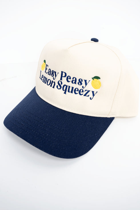Easy Peasy Lemon Squeezy Embroidered Five Panel Twill Cap