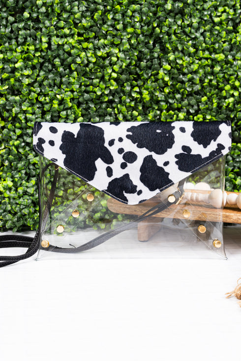 In The Clear Bertie Cow Envelope Clutch